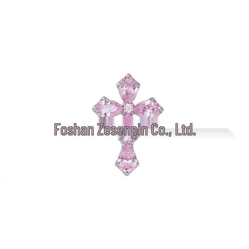 F136 Titanium Zirconia Water Drop Stud Earrings with Internal Thread. 7.5*10.8mm 0.9 Thread (Head Only) розовый