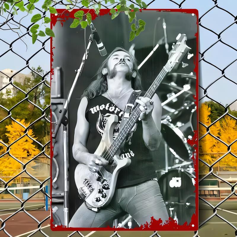 Tin Sign Music Retro Rock Band Woman Guitar Stage Poster Wall Decor Vintage Metal Signs for Bar Pub Cafe Home Garage Black Whi