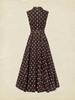 European Sleeveless Polka Dot Retro Dress with Lapel and Faux Button Lace-up Design