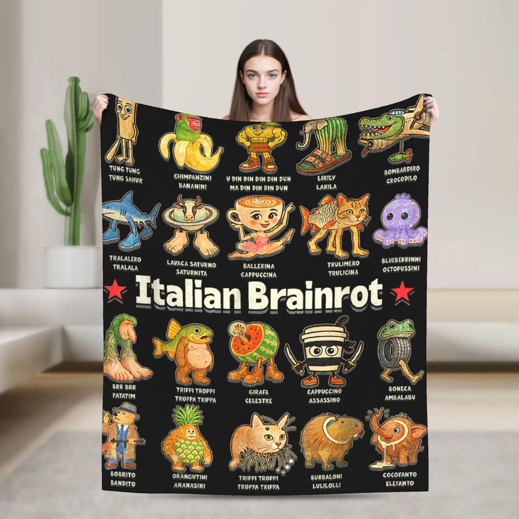 Weiche Decken Mädchen Jungen Picknick Italienischer Gehirnfäule Italienischer Gehirnfäule Lustige Memes Kuscheldecke Flanell Bettdecke Sofa Bettbezug