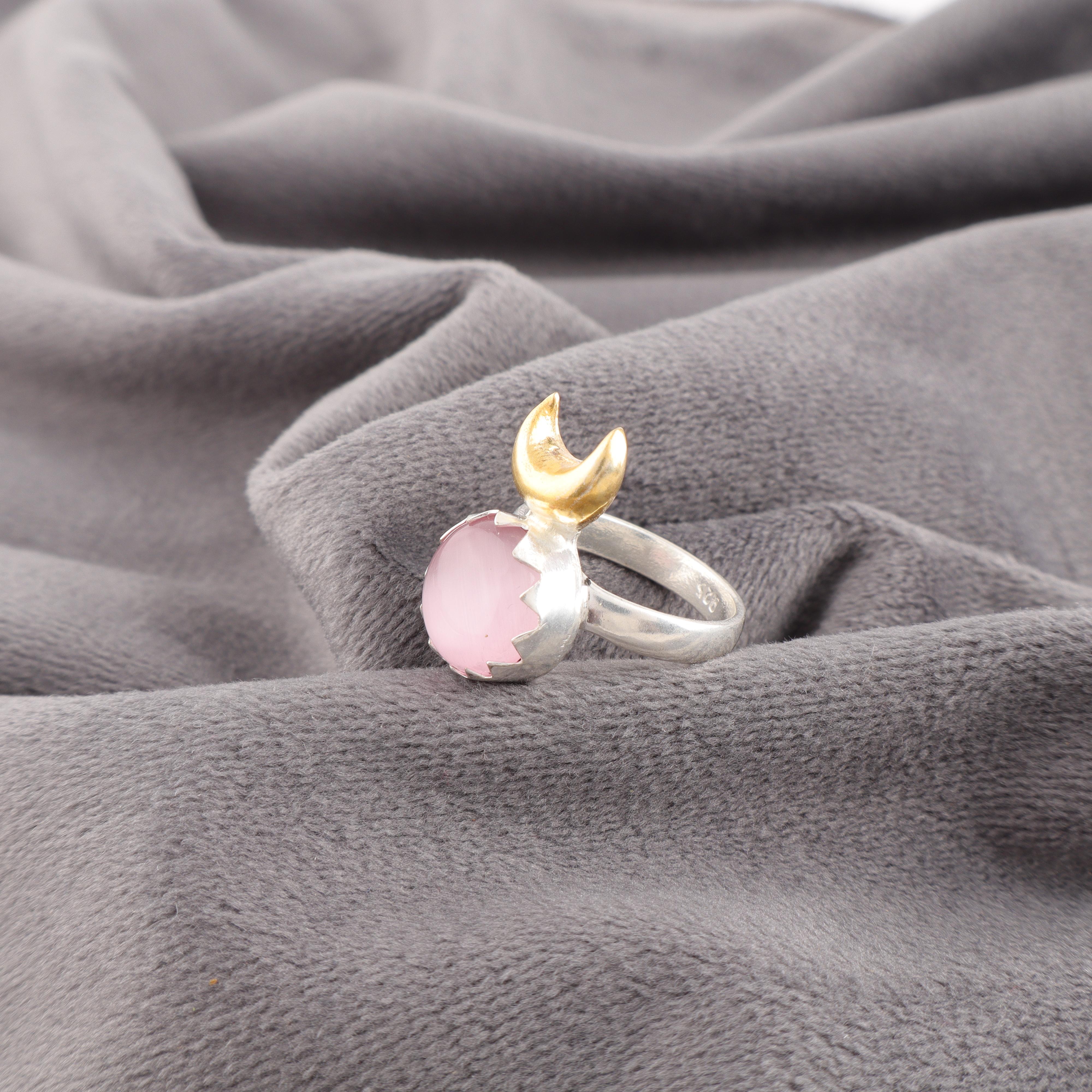 

Очаровательное розовое кольцо «кошачий глаз», ювелирное изделие из серебра 925 пробы, кольцо ручной работы с драгоценным камнем ко Дню памяти 12 розовый
