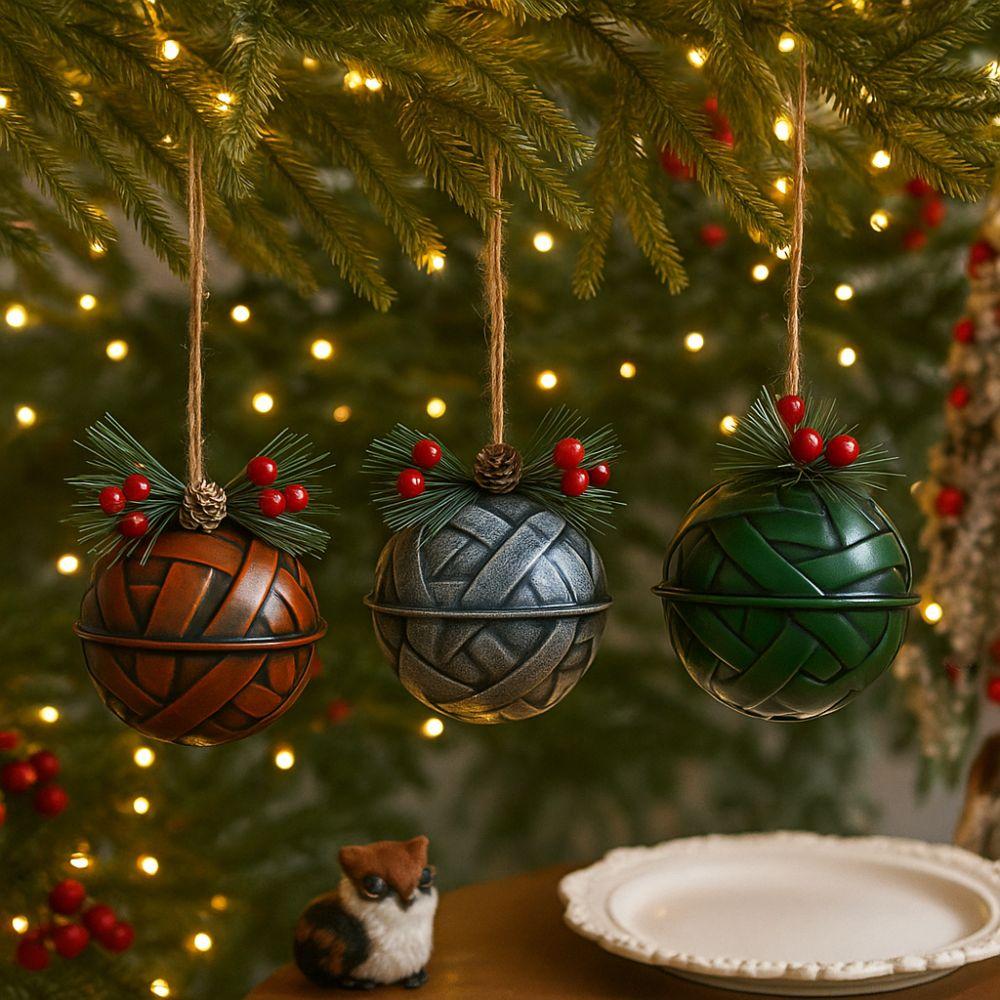 Pinecone Red Berry Christmas Tree Hanging Bell Retro Xmas Hanging Pendant  Holiday