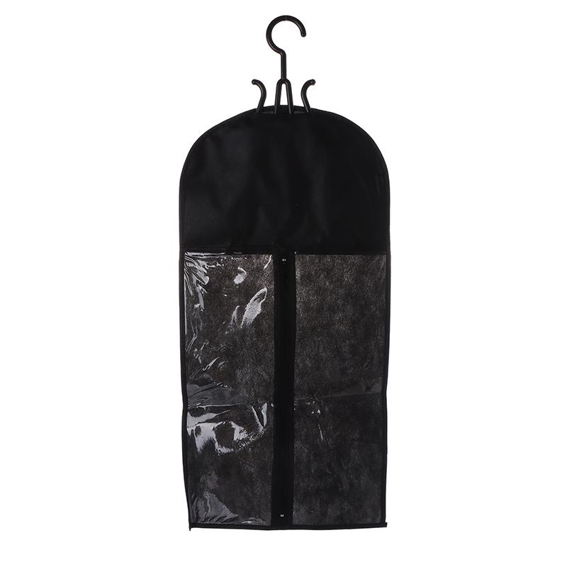 Длинные накладные волосы сумка для хранения застежка-молния нетканый пыленепроницаемый парики сумки-переноски с пластиковой вешалкой для домашнего салона органайзер чёрный 529₽