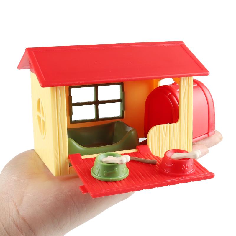 Oenux Home Decoration Dog House Equestrian Fencing Palm Farm Cow Horse Animal Model Action Figures Miniature Cute Kid Toy Gift