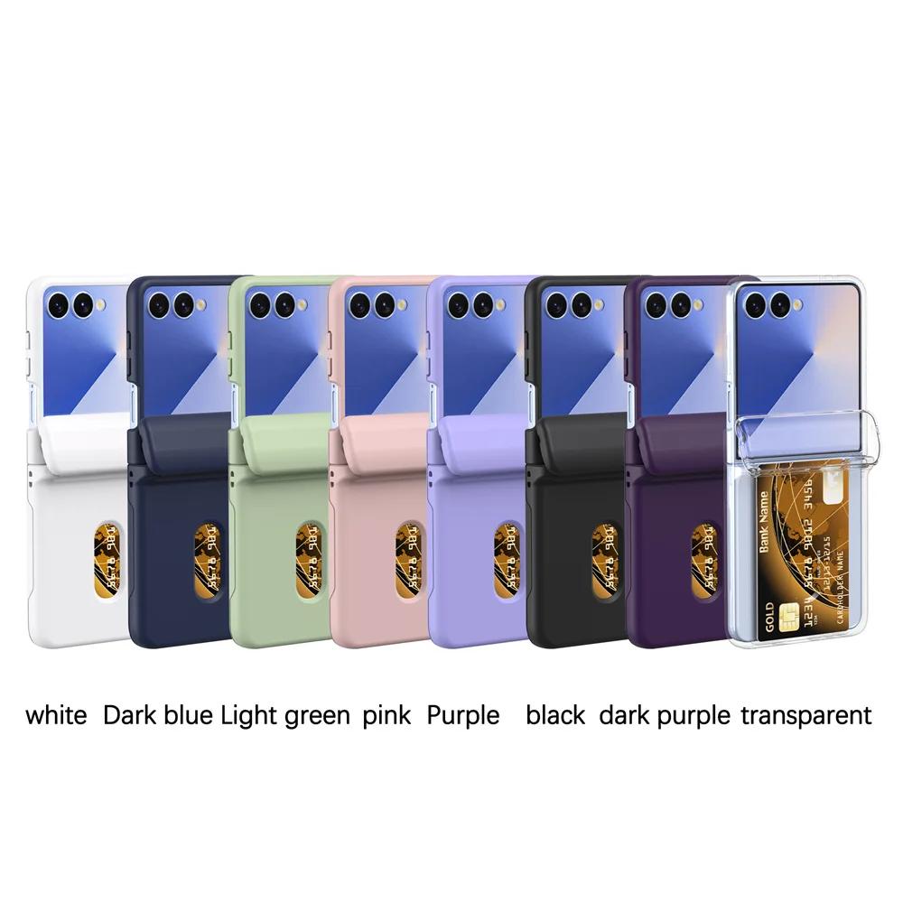 For Samsung Galaxy Z Flip 7 Fe 6 5 4 3 Wallet Case with Card Holder Hinge Protection Flip7 Flip6 Flip5 Flip4 5G Phone Cover