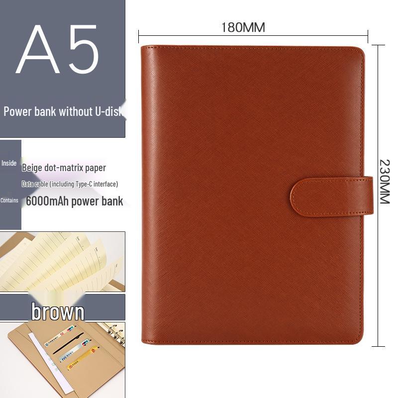 Premium Power Bank Charger & Business Laptop A5 Custom Logo Notebook Event Gift A5
