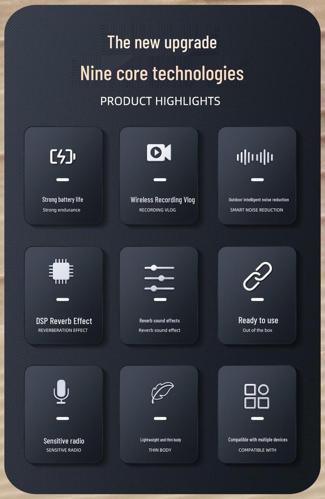 AI Noise Reduction Wireless Lavalier Microphone for Outdoor Live Broadcasting and Video Recording