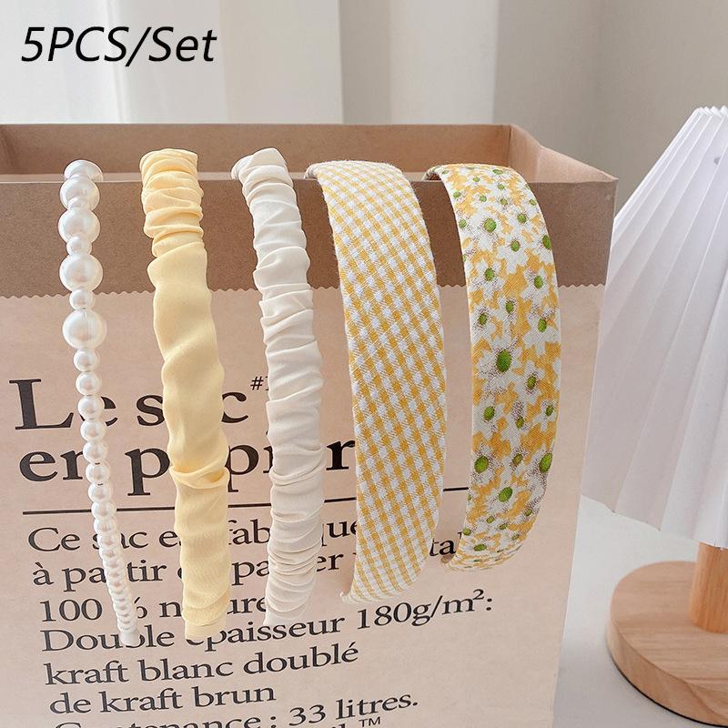 

5 шт./компл. модные женские тканевые резинки для волос головной убор повязка на голову для девочек обруч для волос женские аксессуары для волос головной убор Size fits all