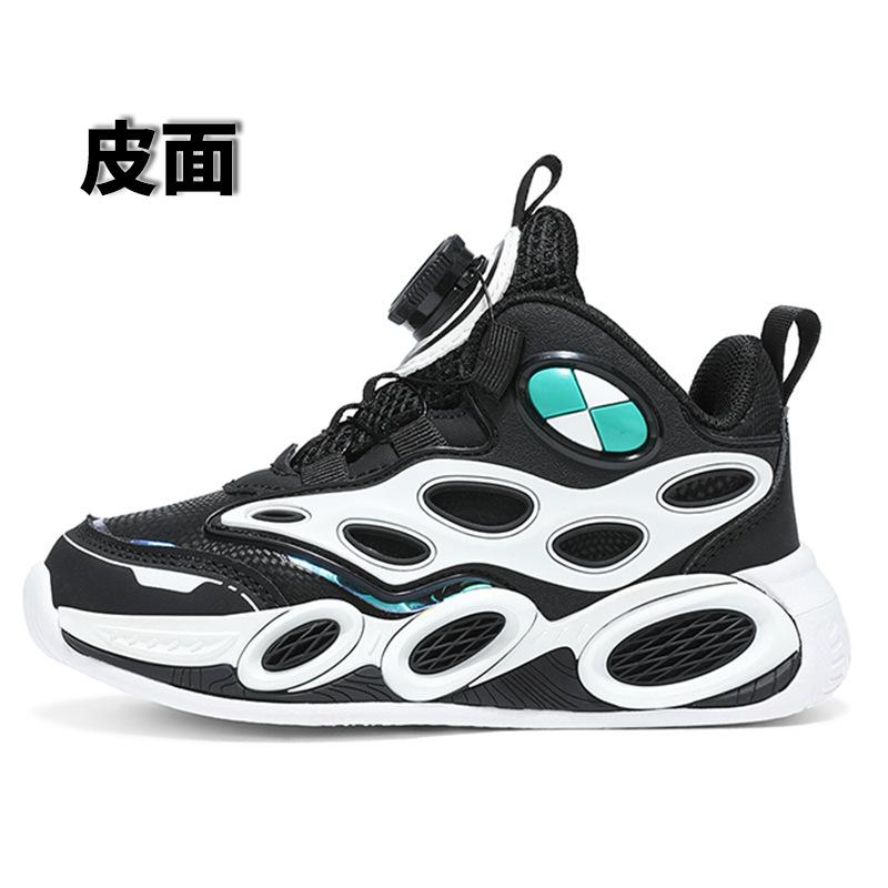 Boys' sports shoes cushioning running shoes 2025 spring and autumn new leather surface middle and older children's comfortable casual shoes knob shoes