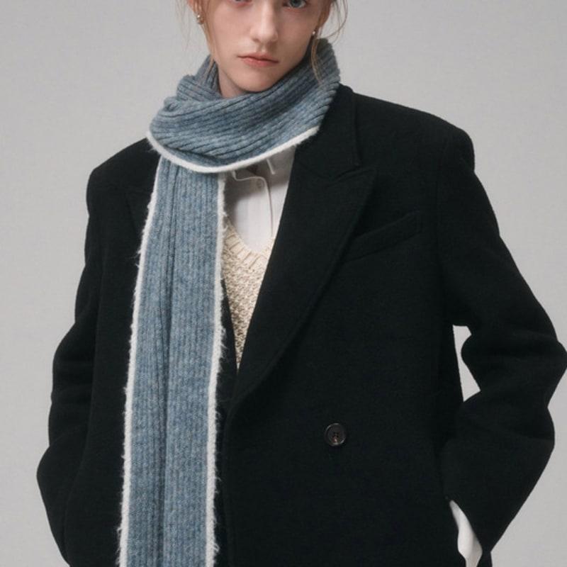 Saint Luxure Alpaca Boucle Line Muffler Cool Gray