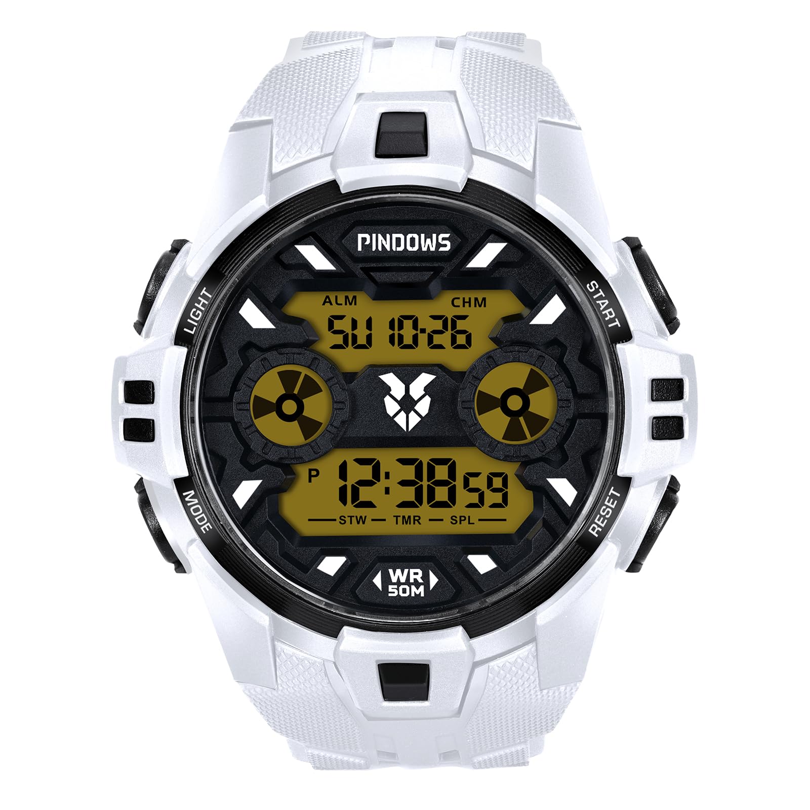 

Цифровые спортивные часы PINDOWS с таймером, водонепроницаемые 50 м, многофункциональные тактические часы со светодиодной подсветкой, мужские, секундомер, будильник, мужские