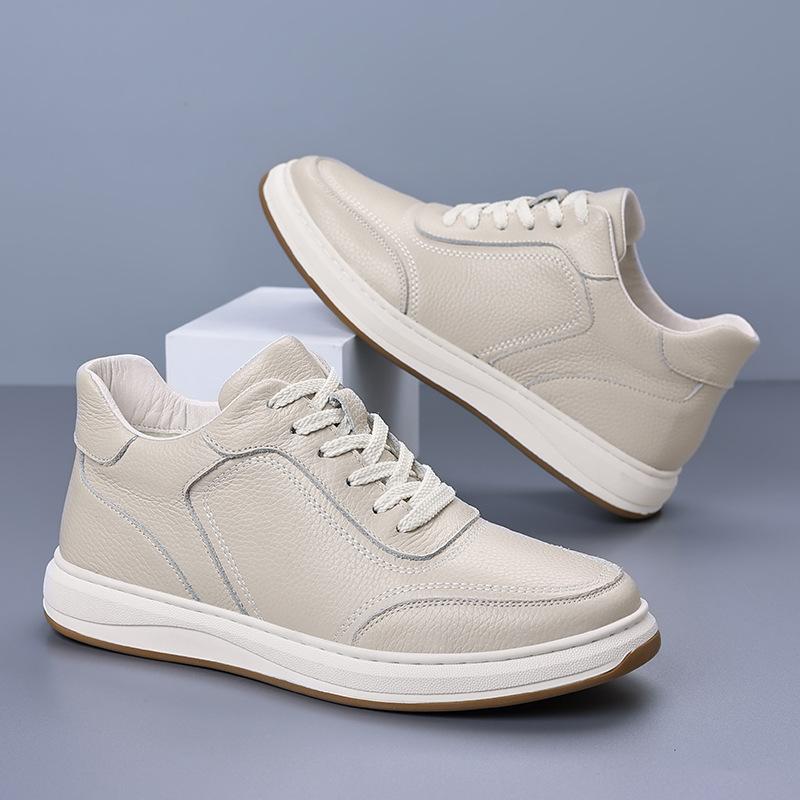 2025 Winter New Men's Cotton Shoes with Genuine Leather and Velvet Warm Casual Shoes