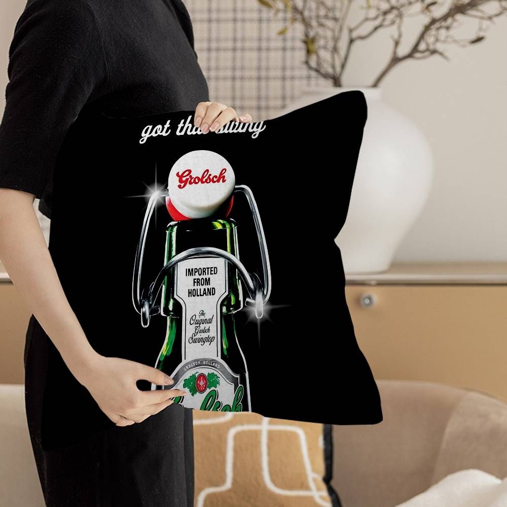 Grolsch Lager Beer Pillow Cover For Bedroom Room And Living Room Sofa Decorative Cushion Cover