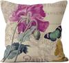 Vintage Purple Flower Linen Cushion Cover for Car Living Room Sofa Bedroom Home Decor, 40x40 45x45 50x50 60x60 Pillowcase