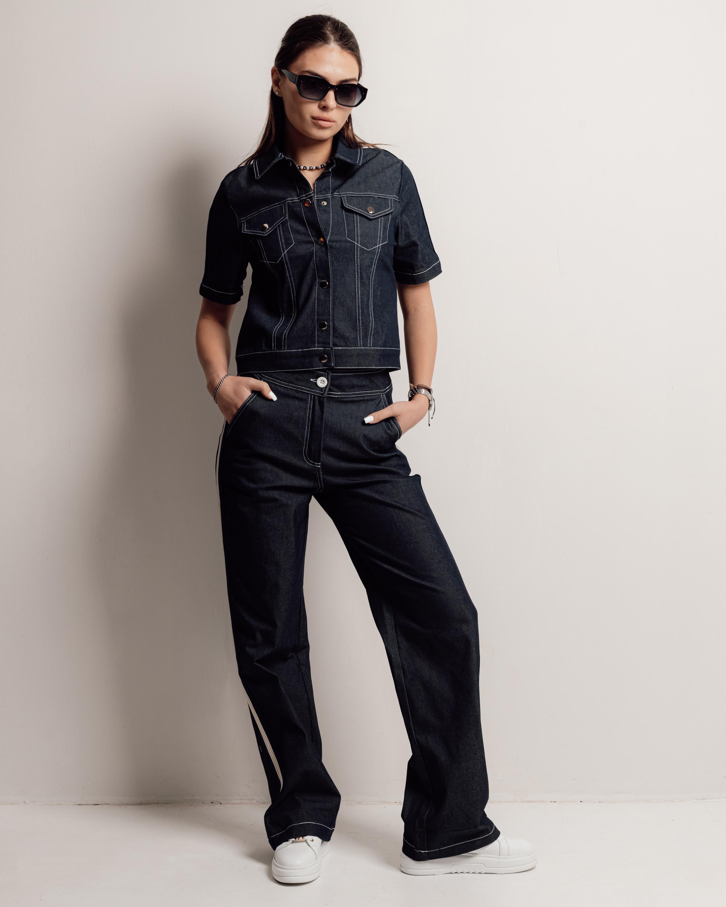 

Women s suit Butella 17024 M blue jeans (jacket, pants) XL синій