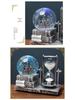 Retro Iron Tower Music Box with Luminous Crystal Ball Hourglass - Perfect for Desktop Ornament or Small Gift for Graduation, Qixi, or Valentine's Day.