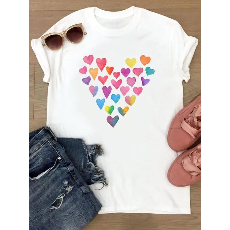 Tshirts Womens Flower Trend Cute Short Sleeve Summer Female Graphic Tee Clothes Watercolor Print TClothing Ladies So Fashion