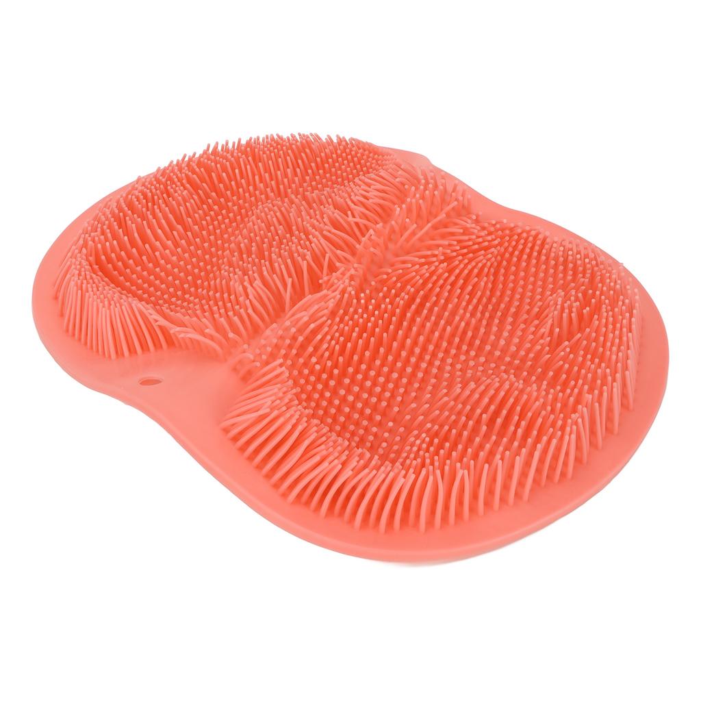 Shower Foot Scrubber Silicone Skid Resistance Shower Foot Massager Mat with Strong Suction Cups for Men Women Red