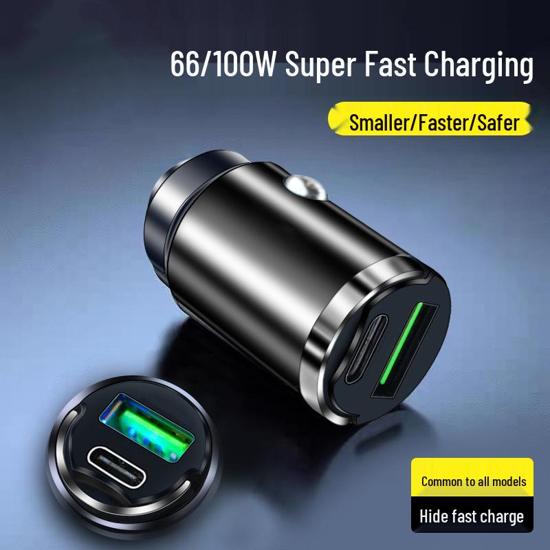100W Invisible Car Charger: Dual Cigarette Lighter PD30W Fast Charging