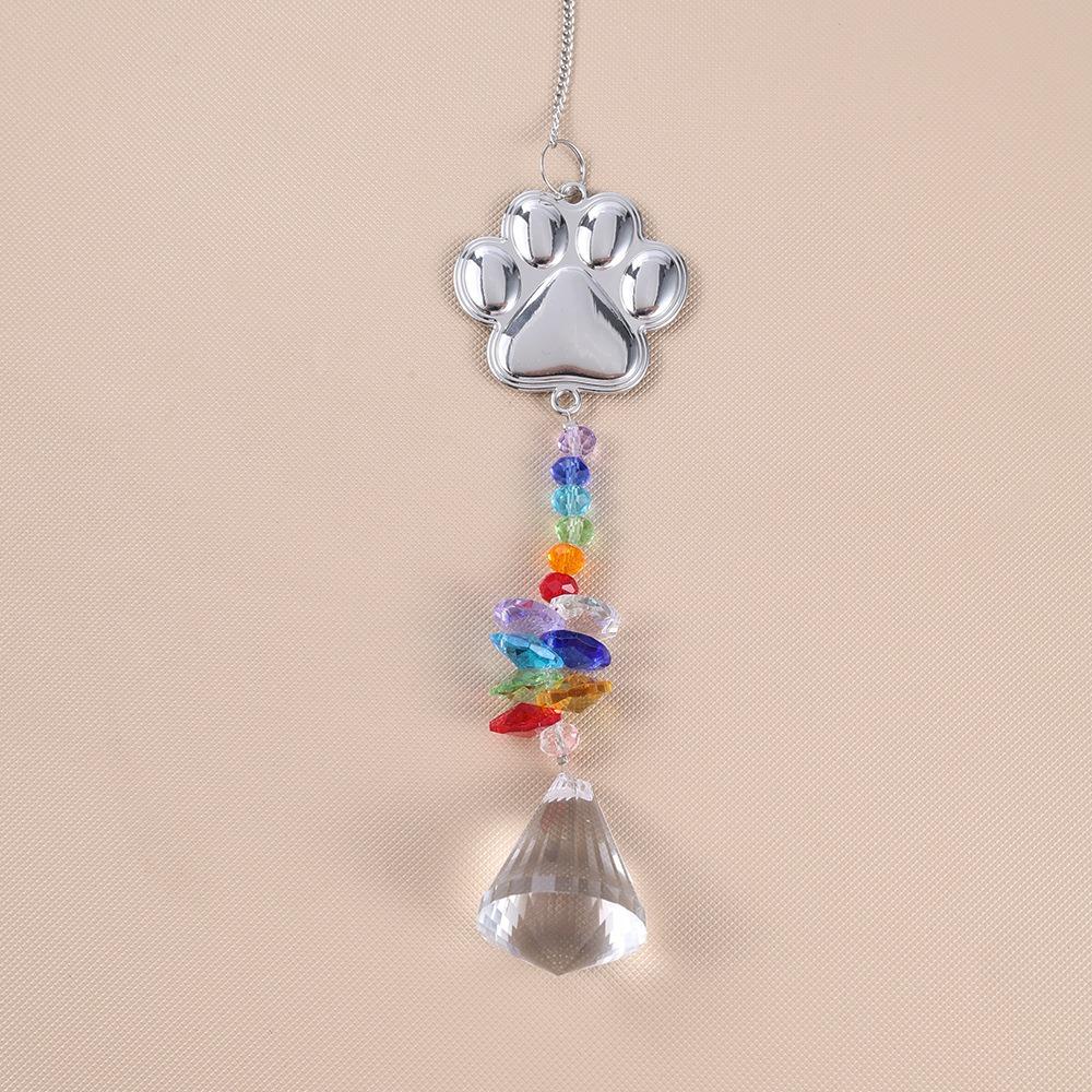 

Exquisite Dog Paws Print Pendant Hanging Sun Catchers Heart Shaped Pendant Courtyard Style D