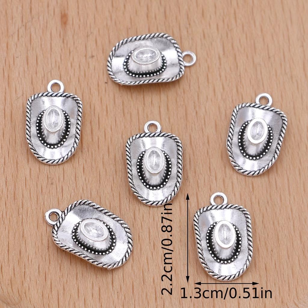 10Pcs Antique Silver Plated Cowboy Hat Charm Pendant For Jewelry Making Bracelet Necklace Accessories Diy Craft