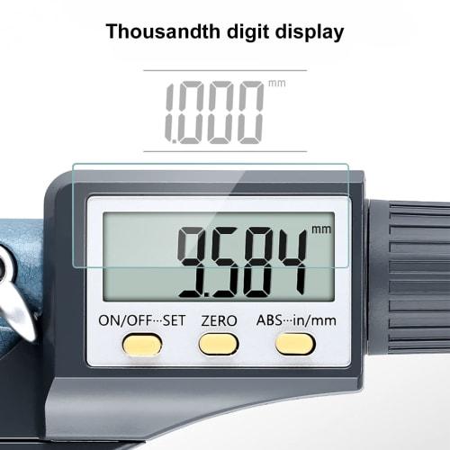 Digital Micrometer, 0.0001in/0.002mm Accuracy Electronic Thickness Measuring Tool, 0.00005in/0.001mm Resolution, with Storage Box for Industrial Woodw
