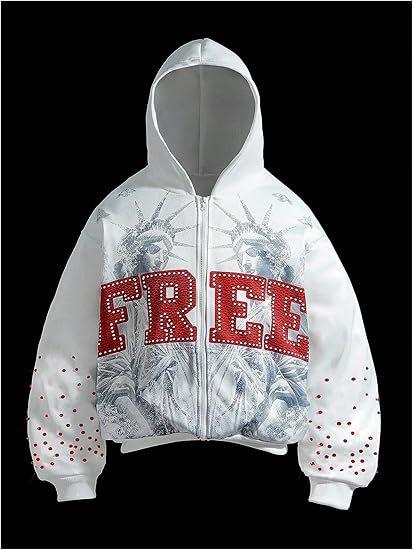 Herren Y2k Langarm Reißverschluss Hoodie Grafik Streetwear Kapuzenpullover Jacke