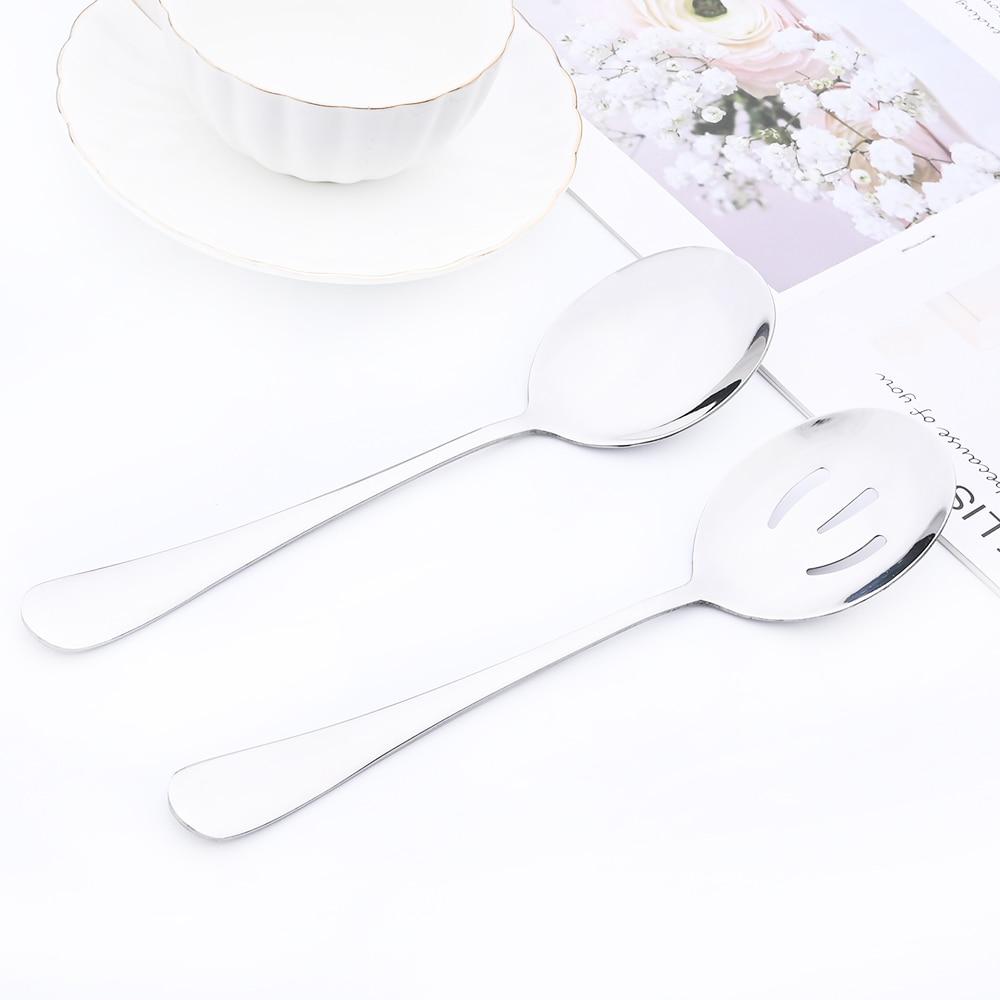 Gold Dinnerware Set Buffet Dinner Restaurant 8Pcs Service Spoon Colander Stainless Steel Cutlery Set Silver Mirror Tableware Set