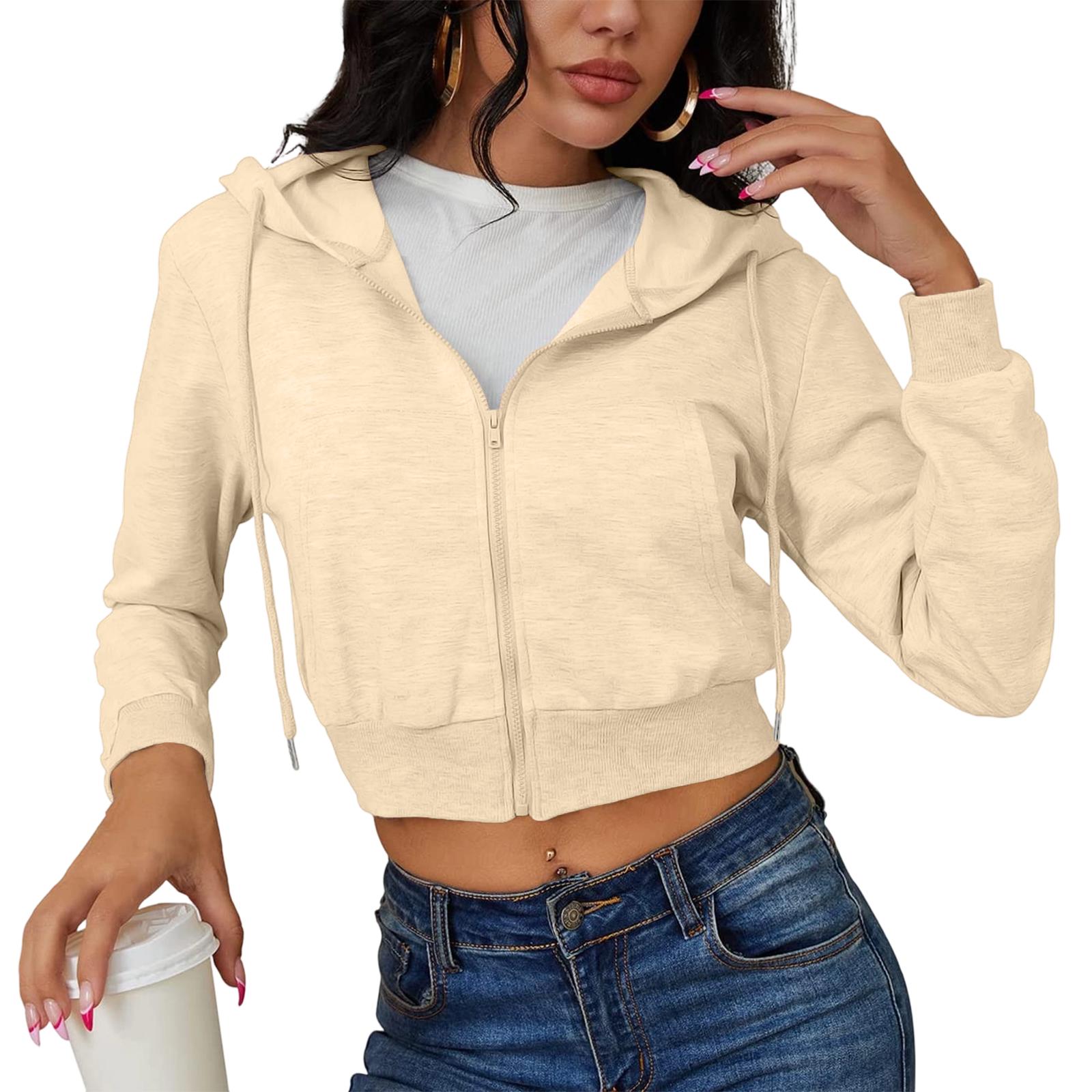 

Women s Sporty And Stylish Short Zip-Up Hoodie S