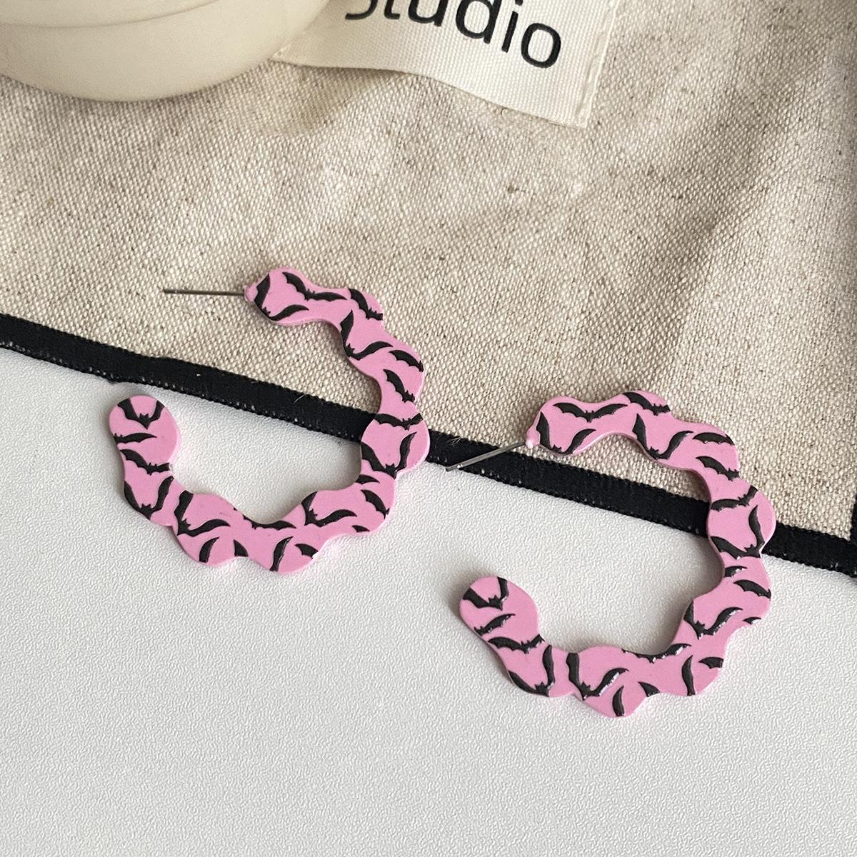 Хэллоуин Нишевый Цвет C-образное Кольцо Пусеты Акриловые Личность Преувеличенные Серьги Череп Привидение