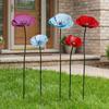 2Pcs Weather-resistant Outdoor Iron Art Flowers Large Artificial Flower Ornaments  Yard Art