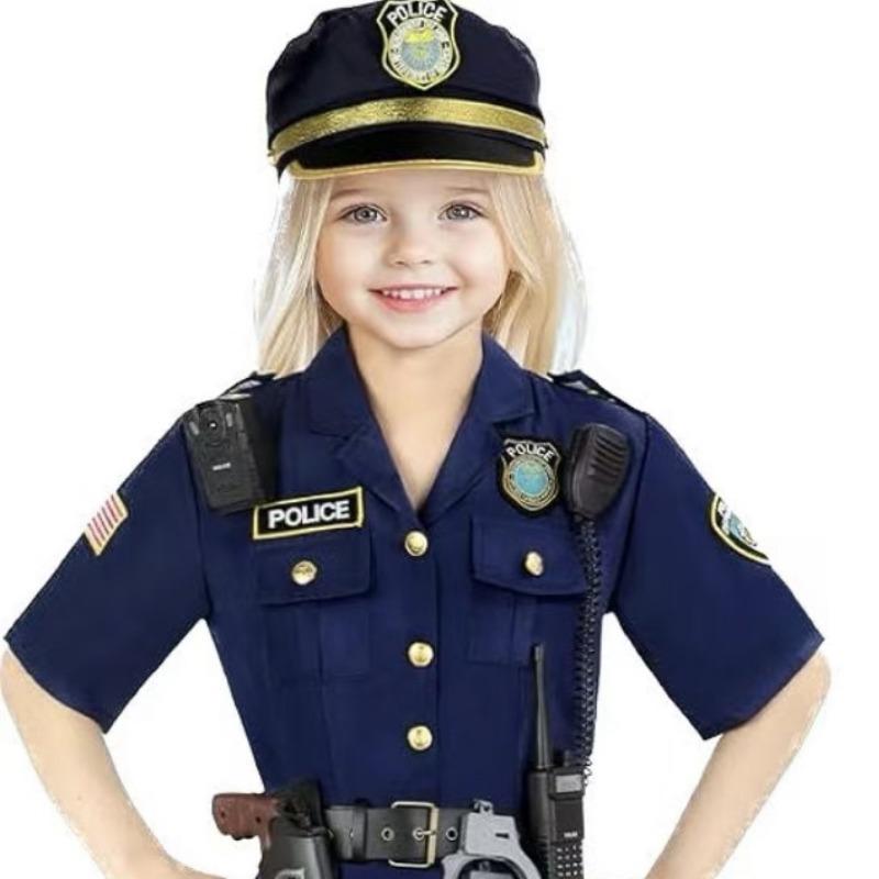 Halloween children's police uniform suit long sleeves, Halloween cosplay professional play male and female police uniform