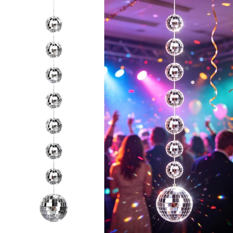 Reflective Disco Ball Decoration Metallic Ball Hanging Ornaments For Christmas Tree Ceiling Display Birthday Wedding Party Decoration