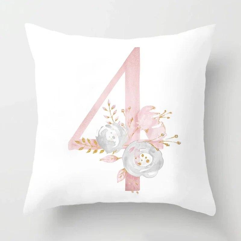 45x45cm Pink Rose 26 Letters Pillowcase Wedding Party Decoration Sofa Car Creative Ornament Couple Home Cushion Cover