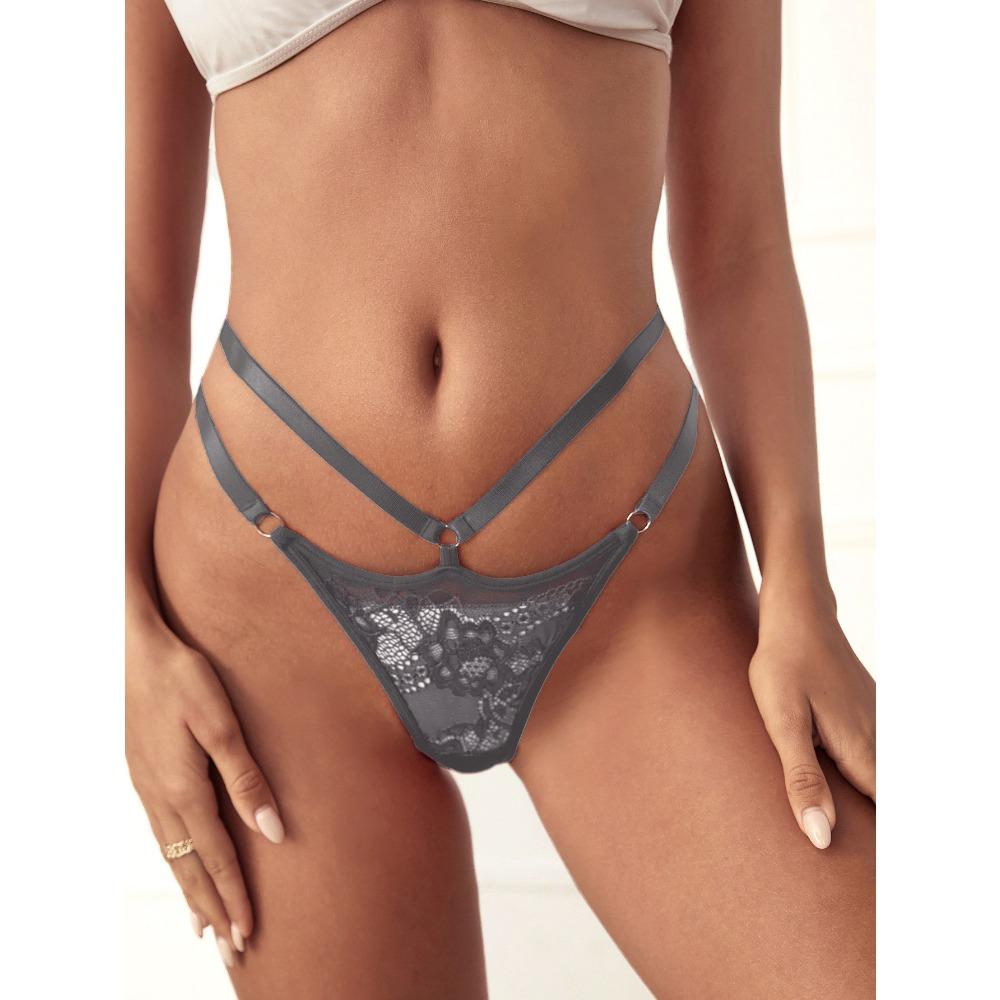 Amazon Popular Sexy Lace European and American Thong Women's Thin Belt Hollow Knitted Cross-border Foreign Trade Underwear