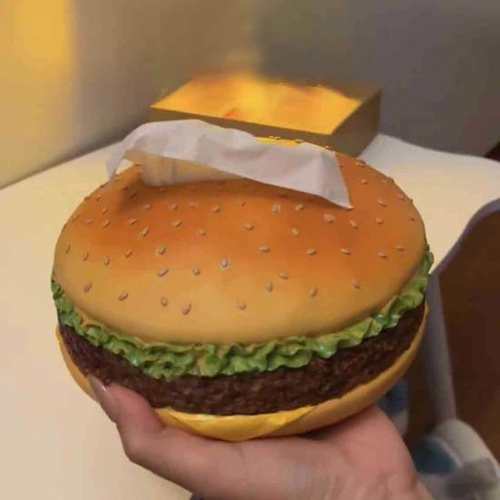 Burger Tissue Box Large Capacity Realistic Looking Hamburger Tissue Storage Box Decorative Paper Towel