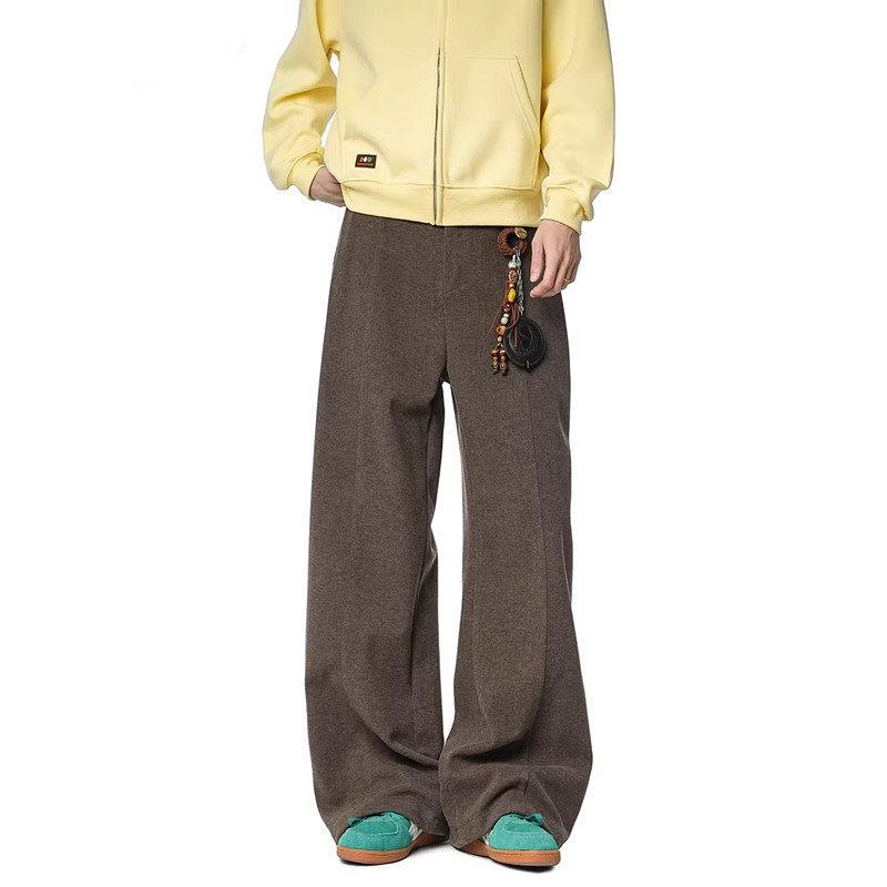 

Unisex Heavyweight Wool Wide-Leg Casual Pants - Winter Cleanfit Style L кофейный