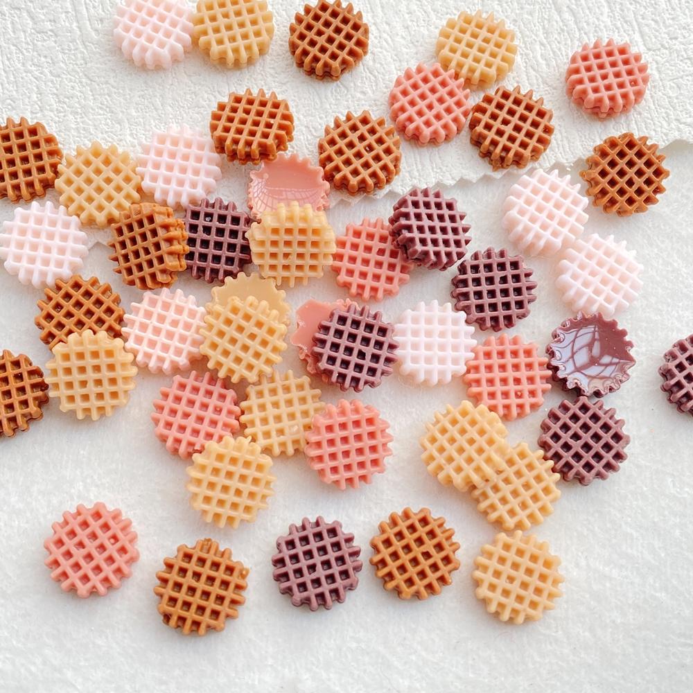 50pcs Resin Mixed Circle Grid Chocolate Chip Cookies Nail Art Flatback Scrapbook DIY Wedding Applique Jewelry Accessories Crafts