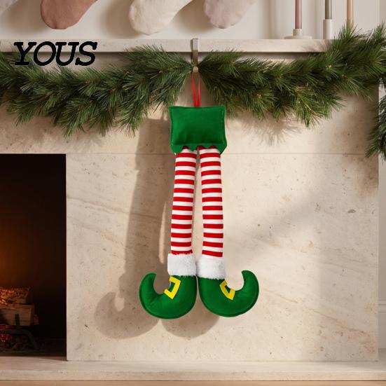Christmas Gift for Car Lovers Elf Legs, Santa Legs Hanging Ornaments, Plush Stuffed Xmas Pendant, Home Door Frame Decor Fun Holiday Mirror,