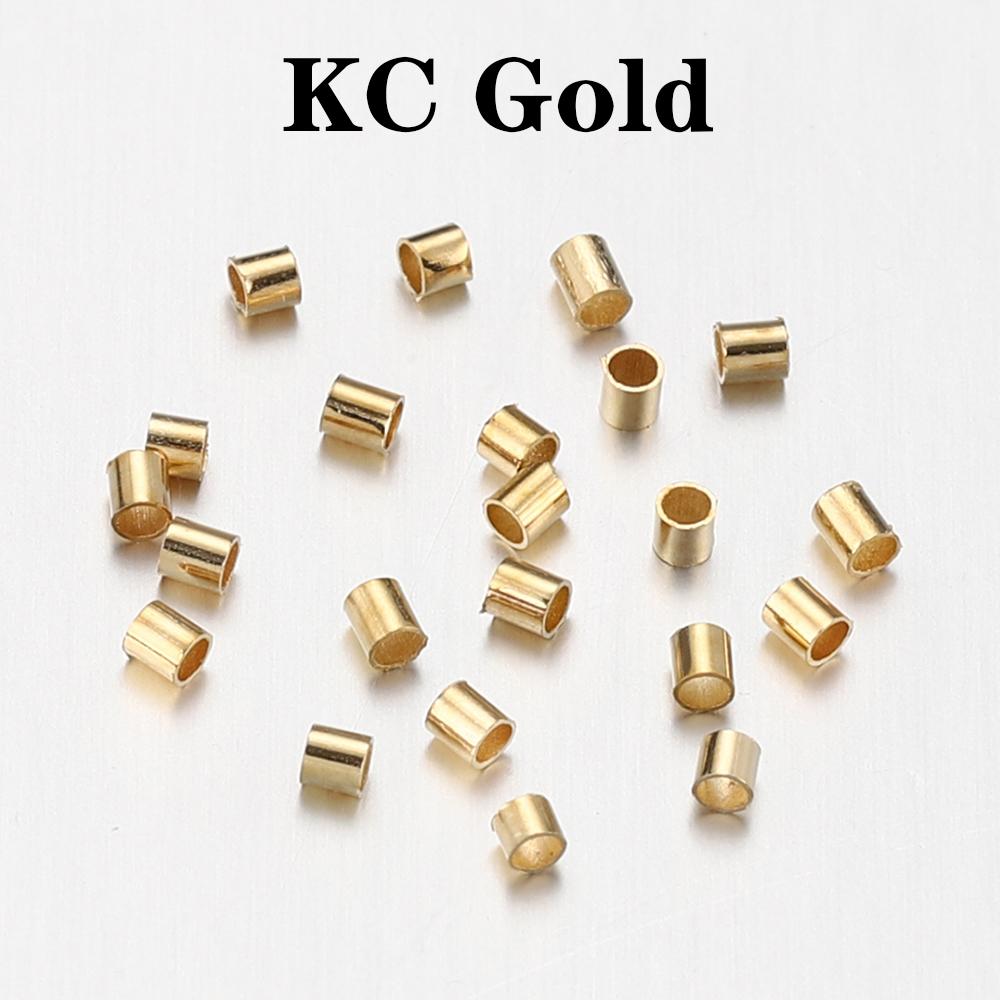 500pcs 1.5 2.0 2.5mm Tube Crimp End Beads Stopper Gold Copper Spacer Beads for Jewelry Making Findings DIY Supplies Necklace