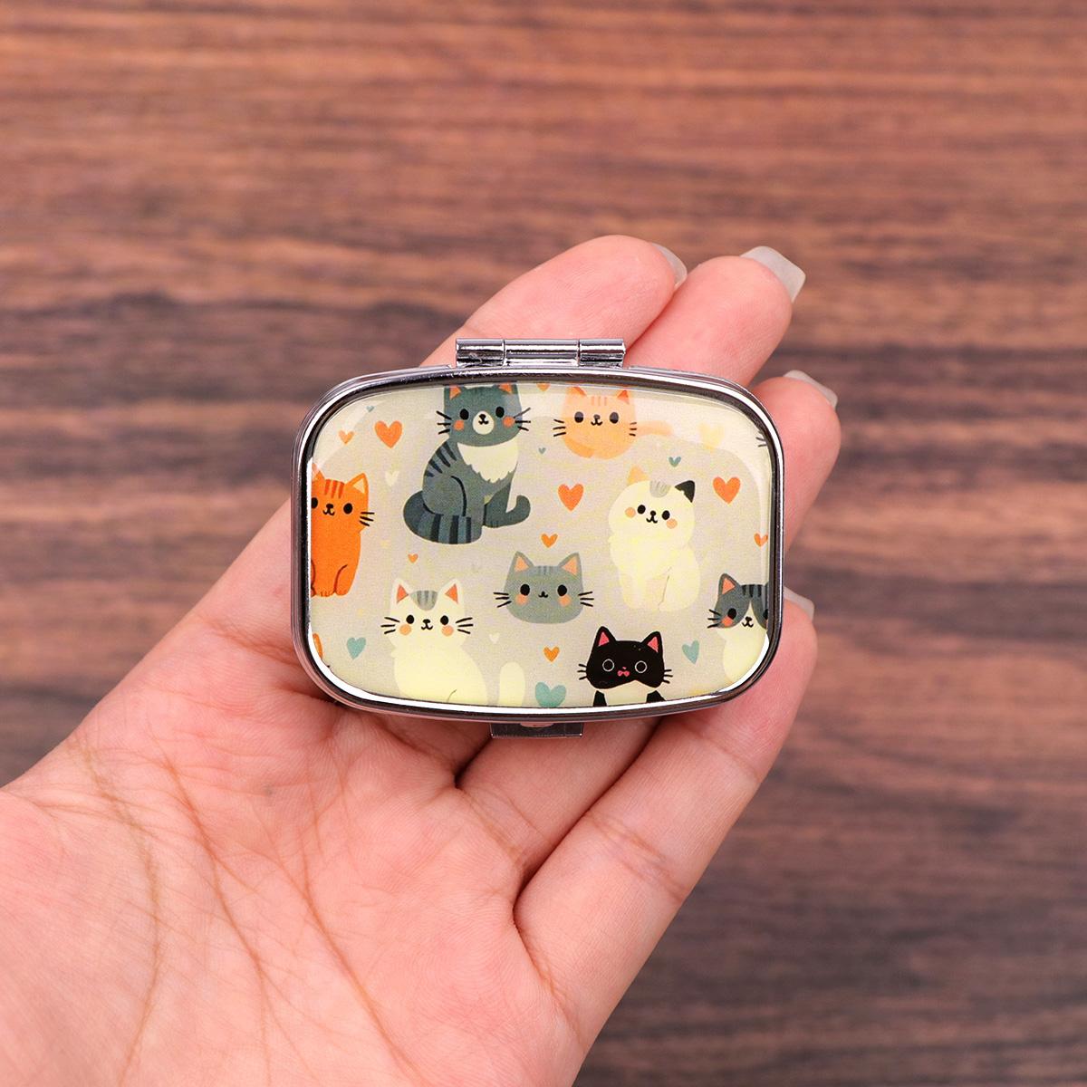 

1PCS Black Cat Pill Boxes Cartoon Animal Sealed Subpackage Case Portable Travel Jewelry Box Mini Organizer Storage Medicine Case