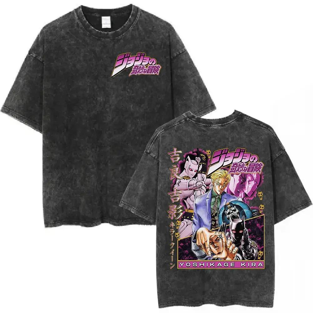 Anime JoJo's Bizarre Adventure Ghirga Narancia Graphic T Shirt Men Clothing Cotton Tshirt Vintage Washed T-shirt Harajuku Tops