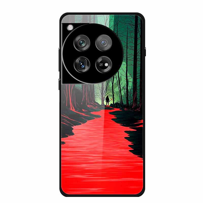 OnePlus 12 Case Tempered Glass Customized Colorful Golden Fruit Design
