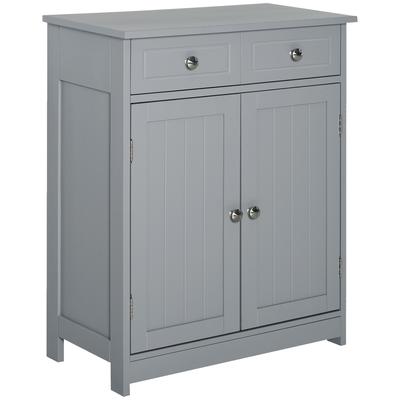 Mueble de baño con unidad de almacenamiento 2 cajones Armario de doble puerta y estante ajustable 60 x 30 x 75 cm Gris