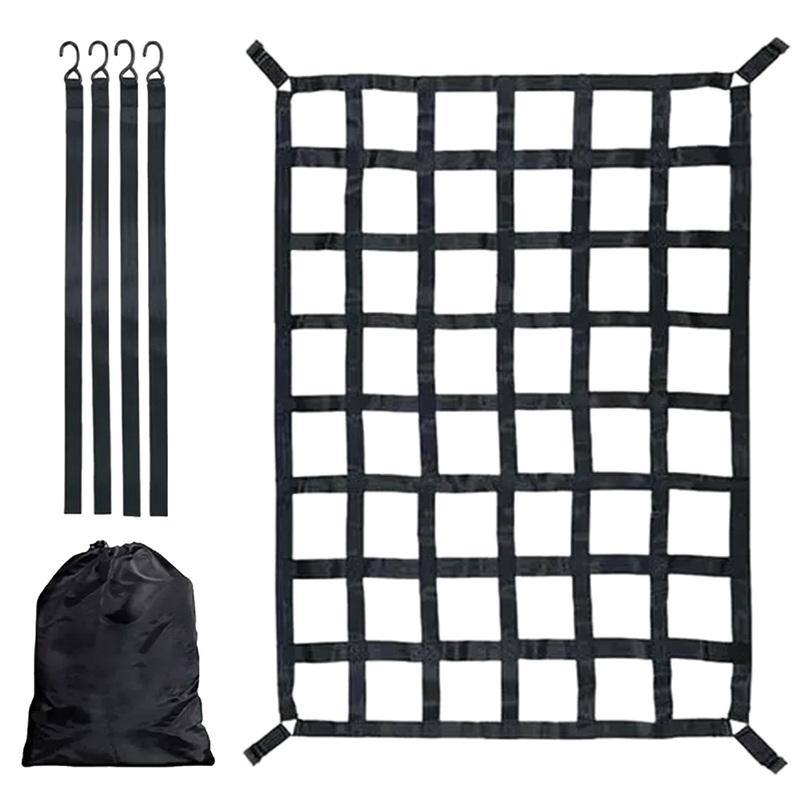 1set Heavy Cargo Net for Truck Bed Polyester Mesh with 4 Adjustment Straps and 1 Storage Bag For Most Pickup Truck Tailers