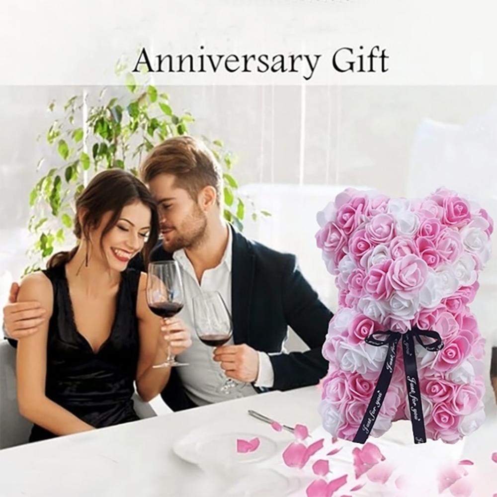 1Pc Artificial Rose Bear, Artificial Rose Bear Birthday, Valentine's Day, Wedding, Mother's Day and Anniversary Gifts