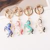 2026 New Horse Keychain Sparkling Crystal Metal Animal Pony Handbag Pendant Decoration Car Key Ring New Year Souvenir Gift