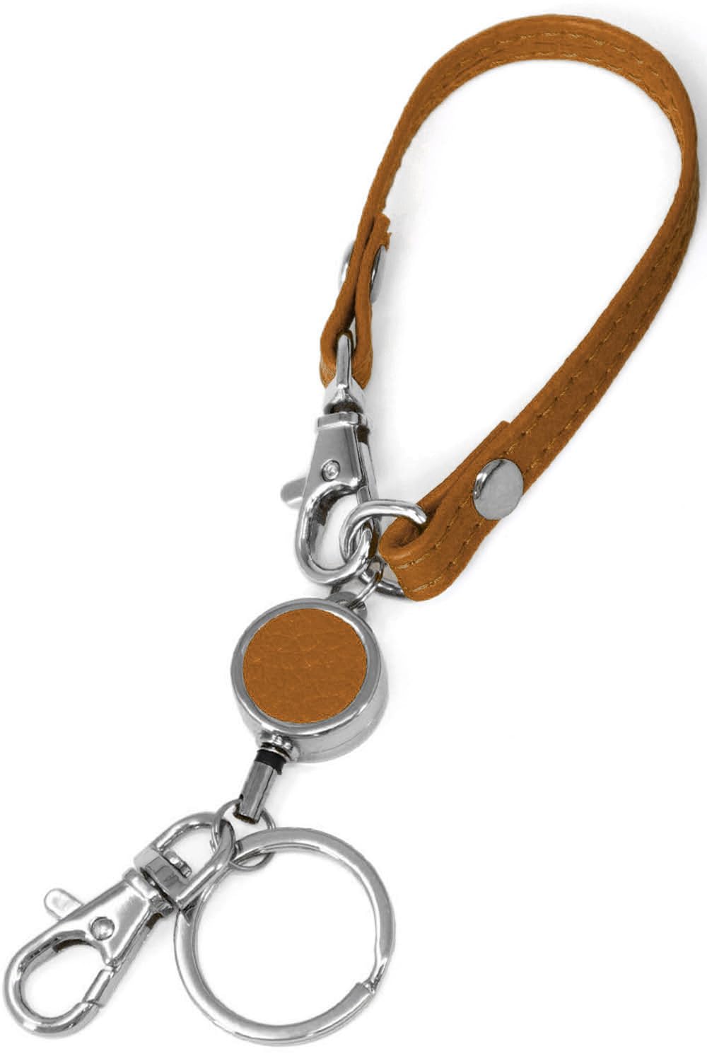 

Jb.eshing Reel Keychain with Strap [Genuine Leather, Tested] Stretchable Wire Strap with Reel, Women s Leather Pass Case (Silver Camel)