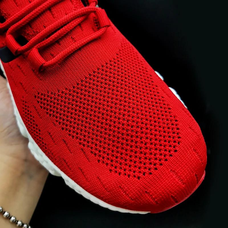 Casual Sports Shoes Breathable Mesh Soft Sole Comfortable Non Slip Red Casual Shoes Trendy Versatile Unisex Shoes Sneakers