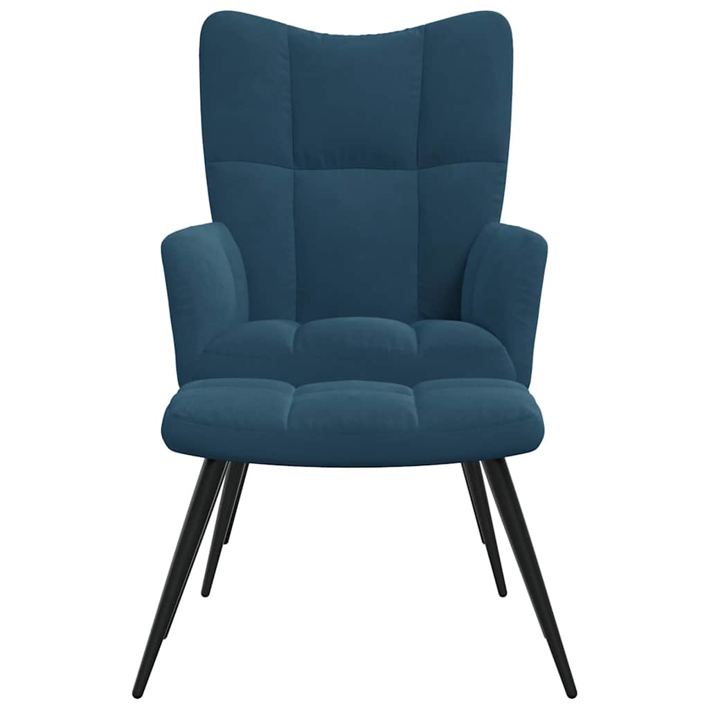 Vidaxl Armchair with Footrest, Blue, Upholstered In Velvet